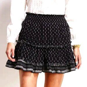 Vineyard Vines Jacquard Ruffle Mini Skirt Size S Black